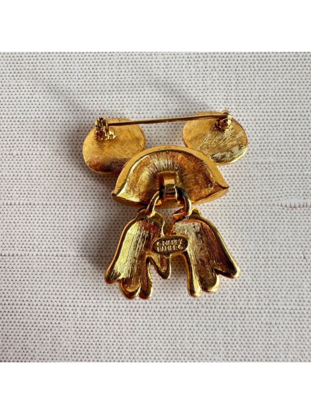 Disney Napier Mickey Mouse Hat Gloves Rhinestone Gold Brooch - Picture 8 of 9